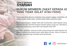 Hukum Memberi Zakat Kepada Asnaf Yang Tidak Solat Atau Fasiq